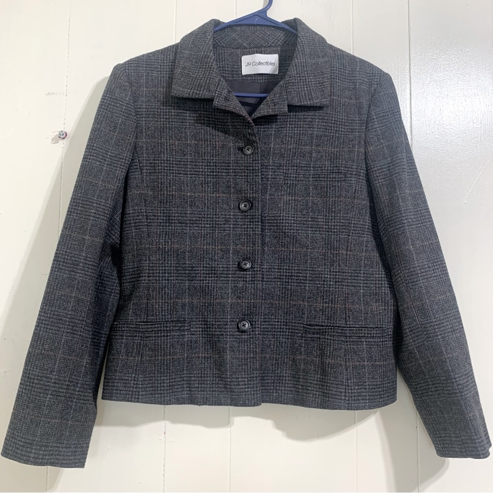JH COLLECTIBLES /Jh Collectibles Vintage Gray Wool Button Closure Blazer Size 12